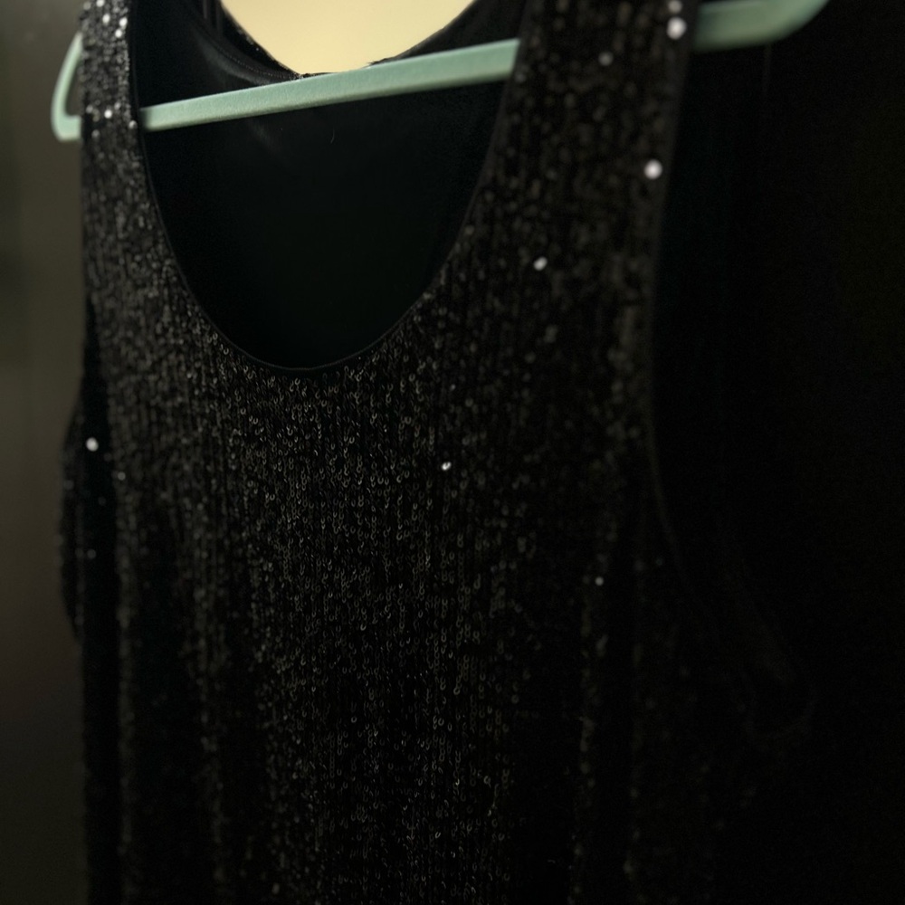 Black Sequin Sleeveless Top